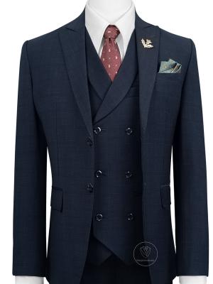 Bộ Suit Xanh Đen Họa Tiết Kẻ Xước Modern Fit TGS374